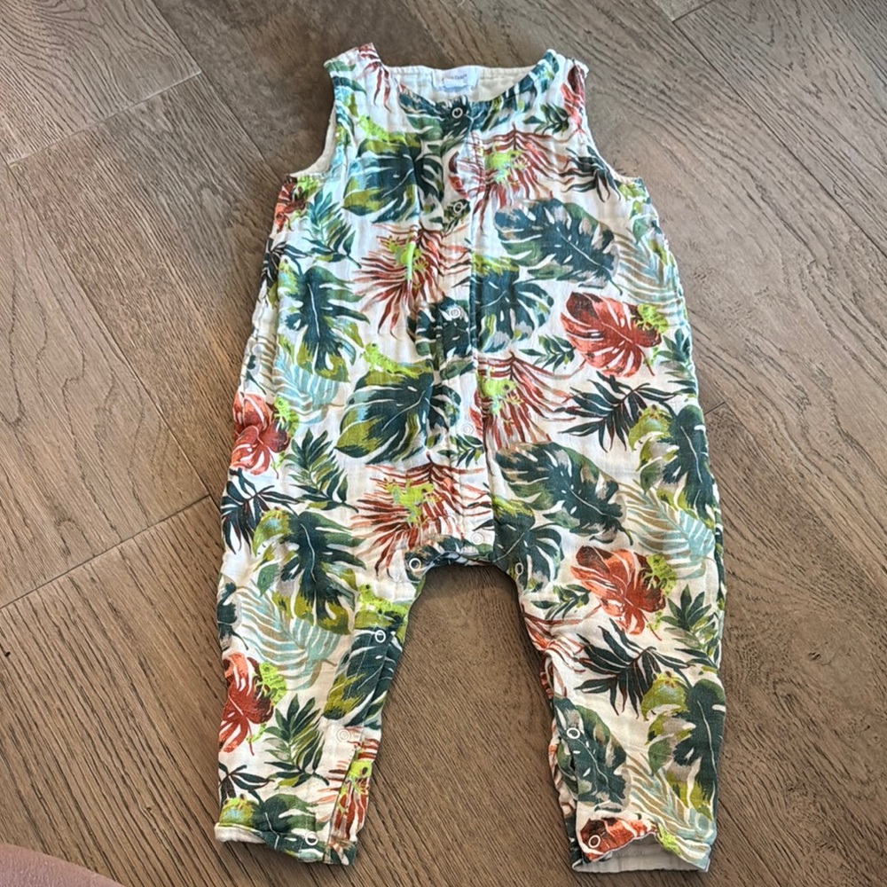 Angel Dear Green and Red Tropical Jumpsuit